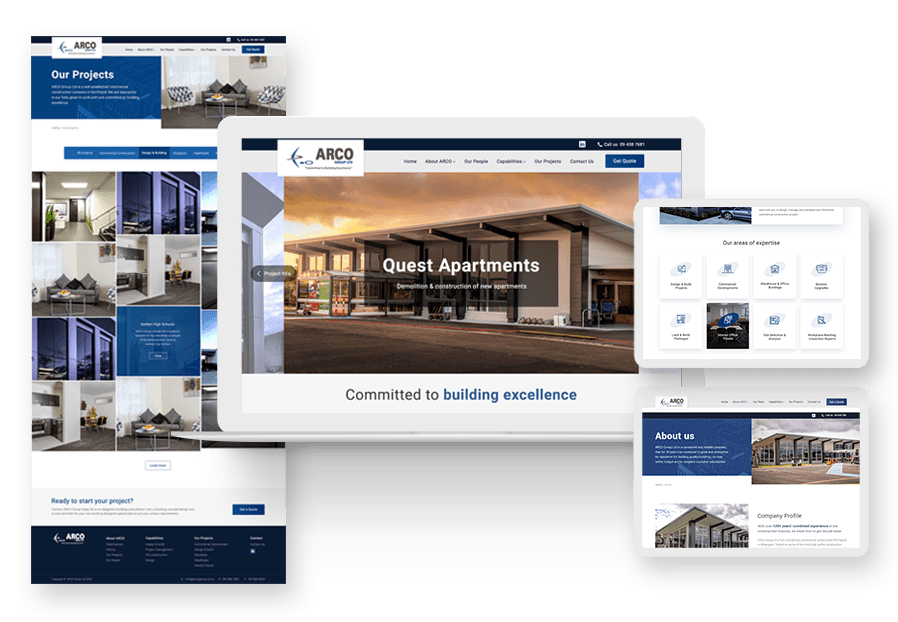 Tahovenosta created the website for construction company ARCO to present their services